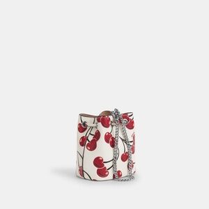 Coach Drawstring Wristlet With Cherry Print